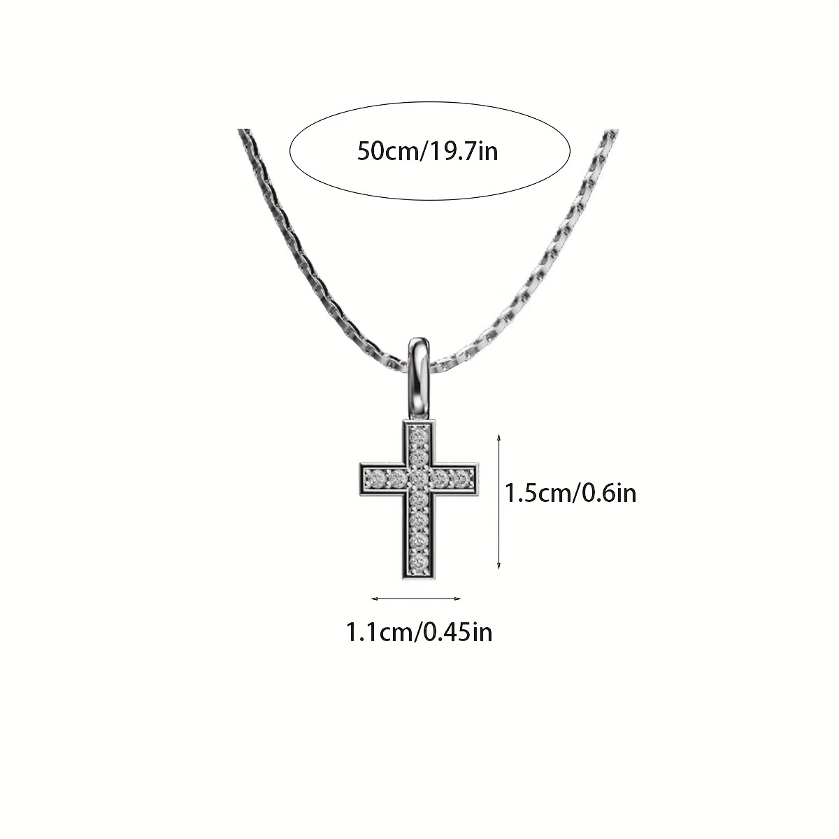 Mini Synthetic Cubic Zirconia Cross Pendant Necklace